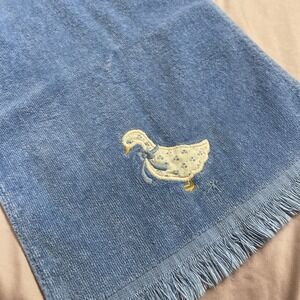 Vtg Goose Kitchen Towel Farmhouse Country Duck Geese Blue Cannon 10x17 Cottage